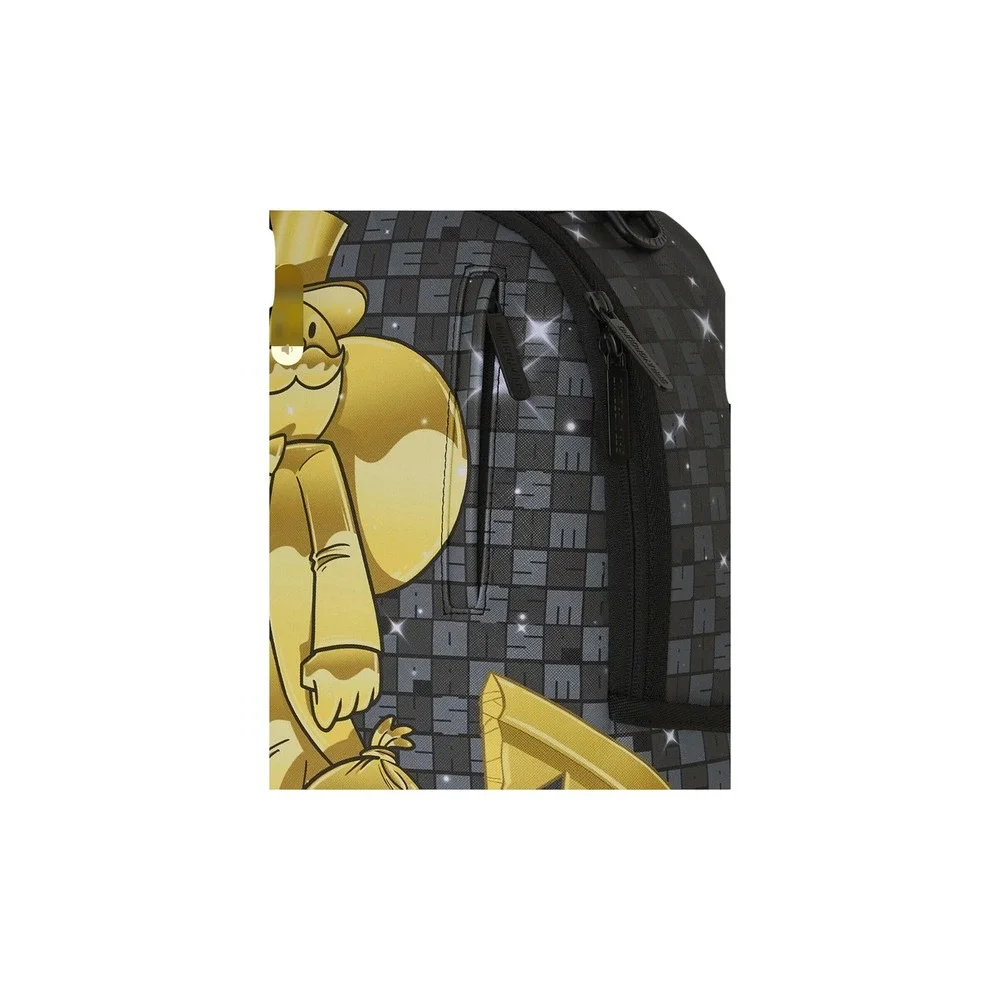 Sprayground Monopoly Money Gold Statue Backpack Black Grey Limited Edition B5106